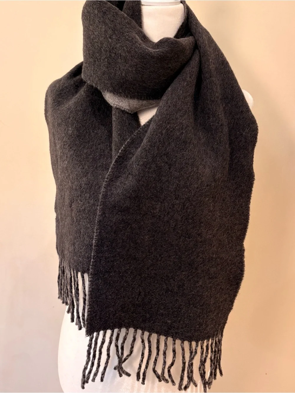 Polo by Ralph Lauren Reversible Light Gray Dark Gray Scarf embroidered logo